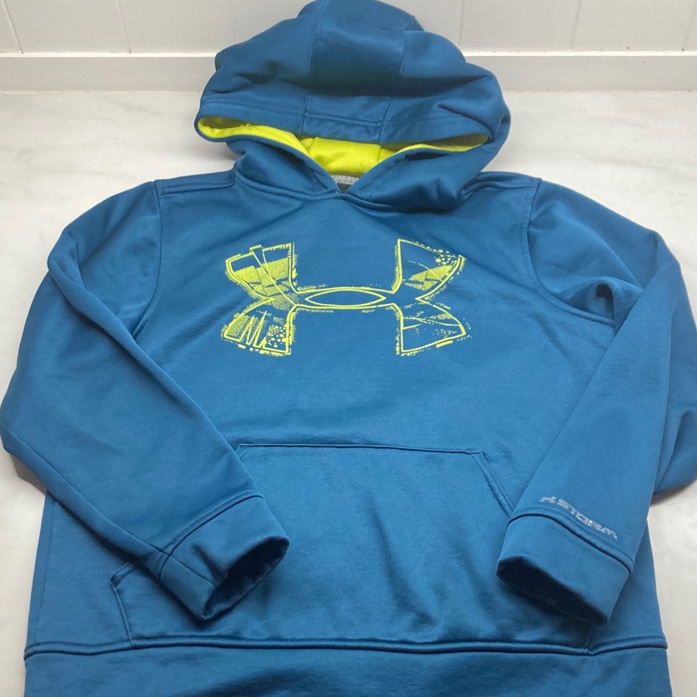 Under Armour Teal Hoodie with Bright Yellow Logo